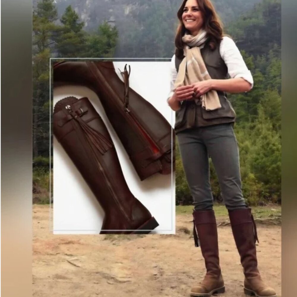 Penelope Chilvers Tall Tassel Boots Knee High Conker Brown Leather 8 / 39